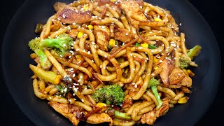 Stir fried Udon noodles  Chicken Udon noodles  Easy and quick Stirfry Udon noodles Recipe [upl. by Anyela]