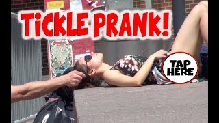 Tickling PEOPLE in PUBLIC PRANKS  HowtoPRANKitup [upl. by Adyaj]