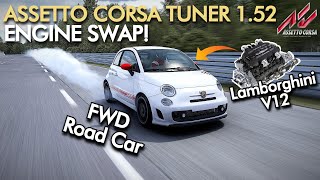 How to ENGINE SWAP  Assetto Corsa Car Tuner 152 Tutorial  Lamborghini V12 dropped in a FWD Car [upl. by Rumilly]