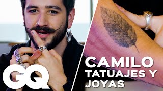 Camilo explica el significado de sus tatuajes y joyas  GQ México [upl. by Xymenes359]