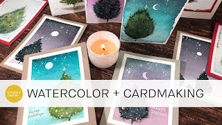 watercolor fluffy christmas tree cards [upl. by Ellac471]