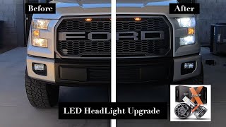 2016 Ford F150 LED HeadLight Bulb Conversion Before amp After [upl. by Airamahs814]