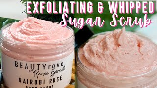 DIY WHIPPED BODY SCRUB Recipe for GLOWING SKIN  Exfoliating ROSE SUGAR [upl. by Kamilah]