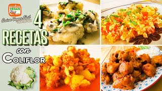 4 recetas con coliflor ¡Deliciosas  Cocina Vegan Fácil [upl. by Assina]