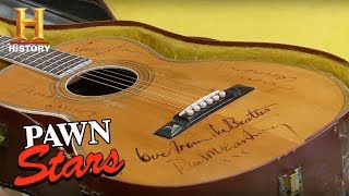 Pawn Stars Guitar Autographed by The Beatles  History [upl. by Enyalb]