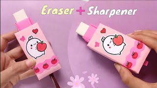 How to make Sharpener and Eraser box  DIY Sharpener decoration Ideas  DIY Paper Crafts for School [upl. by Anatole]