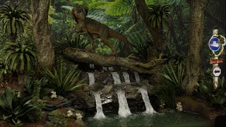 Jurassic Dilophosaurus Waterfall Diorama  Realistic Jungle Waterfall Scenery [upl. by Nallid]