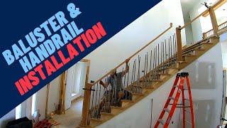 Square Mortising Hardwood Treads Iron Baluster Installation and Handrail Installation [upl. by Onimod]