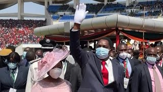 Hakainde Hichilema sworn in as president of Zambia  AFP [upl. by Ardnossac]