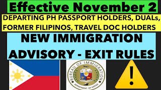 PHILIPPINES TRAVEL UPDATE  NEW IMMIGRATION EXIT RULES STARTING NOVEMBER 2 [upl. by Manolo458]