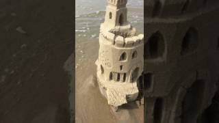 sand castle destruction by tide and waves [upl. by Aslehc]