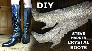 👢✨DIY Rhinestone Boots Tutorial  Steve Madden Inspired ✨👢 [upl. by Klapp]