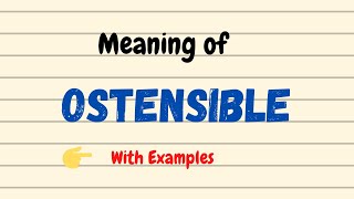 Daily vocabulary  Ostensible Meaning  Vocabgram [upl. by Thevenot]