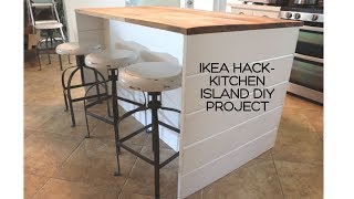 IKEA HACKDIY IKEA Kitchen IslandShiplap SidesThrifted Wood Countertop [upl. by Anileda]