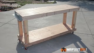 DIY BUDGET FRIENDLY WORKBENCH FREE DOWNLOADABLE PLANS [upl. by Nwahsav]