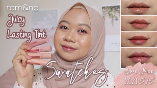 romampnd Juicy Lasting Tint Bare Juicy 2021 SS Swatches romand [upl. by Gunther]