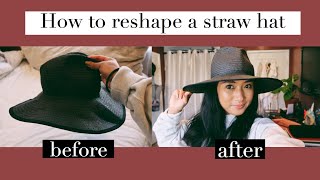 HOW TO RESHAPE A STRAW HAT  Perfect Summer Hat  Christina Joann [upl. by Arze]