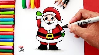 Aprende a dibujar y pintar a PAPÁ NOEL fácil  How to Draw a Cute Santa Claus Version 2018 [upl. by Yeldahc]