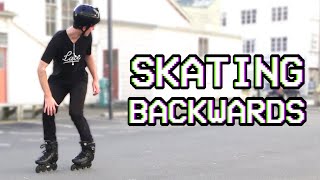 How to Skate Backwards on Inline Skates  Beginner Rollerblading Tutorial [upl. by Labanna]