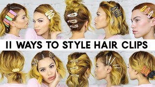 11 EASY Ways to Style HAIR CLIPS for Short Hair Braidless [upl. by Peterec]