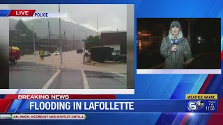 Rainfall contributing to flooding in LaFollette [upl. by Navap]