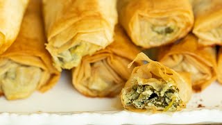 Spanakopita Rolls ​Greek Spinach with Feta Phyllo Rolls for Thanksgiving [upl. by Dressler]