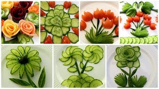 10 Super Salad Decoration Ideas  Vegetable Flower Plate Decoration [upl. by Oshinski]