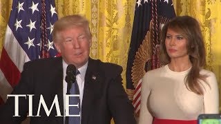 President Trump Adopted Spanish Accent To Say Puerto Rico During Hispanic Heritage Event  TIME [upl. by Eihcra]