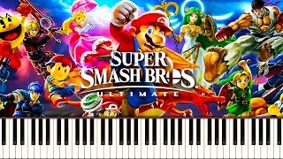 SUPER SMASH BROS ULTIMATE THEME  Piano Tutorial [upl. by Eynenihc]