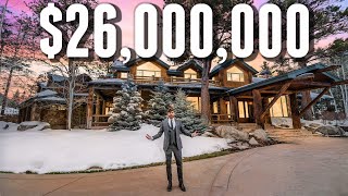 Touring a 25950000 LUXURY Log Cabin MANSION [upl. by Ahseer333]