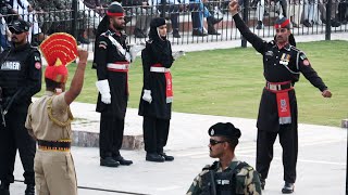 INDIA VS PAKISTAN FACEOFF AT WAGAHATTARI BORDER CEREMONY WITH COMMENTARY 4K [upl. by Enneibaf]