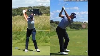 Justin Thomas golf swing  Long Iron faceon amp downtheline July 2017 [upl. by Wilmer837]