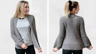 EASY CARDIGAN FOR BEGINNERS  FREE CROCHET PATTERN [upl. by Olivier]