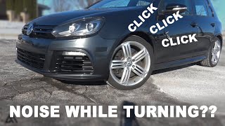 Diagnosing Front End Clicking Sound and Vibration While Turning  VW Golf R [upl. by Millham11]