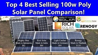 100w Polycrystalline 12v Solar Panel Showdown Renogy vs Rich vs Lightcatcher vs Mightymax [upl. by Mitzie]