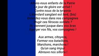 LA MARSEILLAISE  HYMNE DE LA FRANCE  PAROLES [upl. by Aven]