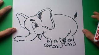 Como dibujar un elefante paso a paso  How to draw an elephant [upl. by Nesnaj]