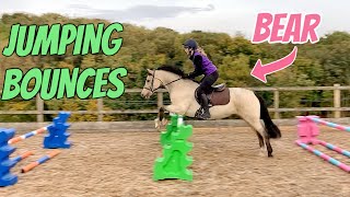 JUMPING BOUNCES WITH THE PONIES pre eventing training  with Bear Jam and Dee [upl. by Kroo]