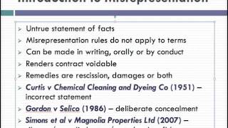 Misrepresentation Lecture 1 of 4 [upl. by Dixie]