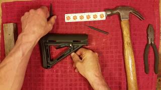 How to convert Magpul MOE adjustablestock to quotfeaturelessquot tooladjust fixed stock Free No drill [upl. by Craven]