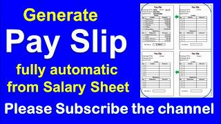 How to Generate Pay Slip fully automatic from monthly Salary Sheet in MS Excel [upl. by Warthman]