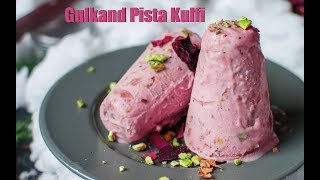 Gulkand Pista Kulfi Recipe  Rose and Pistachio Flavoured Kulfi  Kulfi Icecream Recipe [upl. by Ahern]