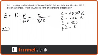 Zinsrechnung Zinssatz berechnen  Textaufgabe Nr 3 [upl. by Magavern675]