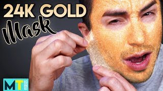 Men Try Korean 24K Gold Face Masks Satisfying Peel [upl. by Acinonrev]