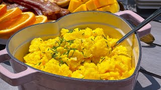 Hotel Style Scrambled Eggs How To MakeThe Perfect Scrambled Eggs For Brunch [upl. by Aicatsanna810]