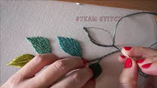 Leaf Filling with Stem Stitch  Embroidery Tutorial [upl. by Ellerehs]