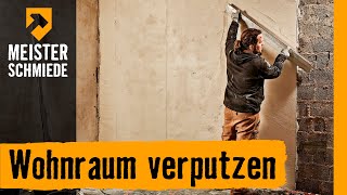 Wohnraum verputzen  HORNBACH Meisterschmiede [upl. by Annenn]