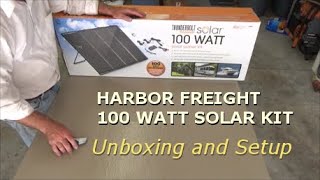 harbor freight 100 watt solar kit  UNBOXING and SETUP [upl. by Attenahs]