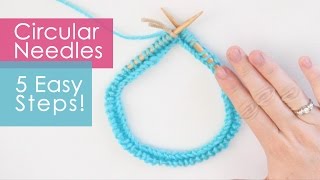 Circular Needles Knitting in 5 Easy Steps [upl. by Wallraff931]