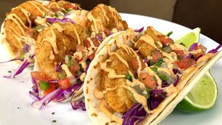 HOW TO MAKE DEEP FRIED SHRIMP TACOS [upl. by Ennaitsirhc]